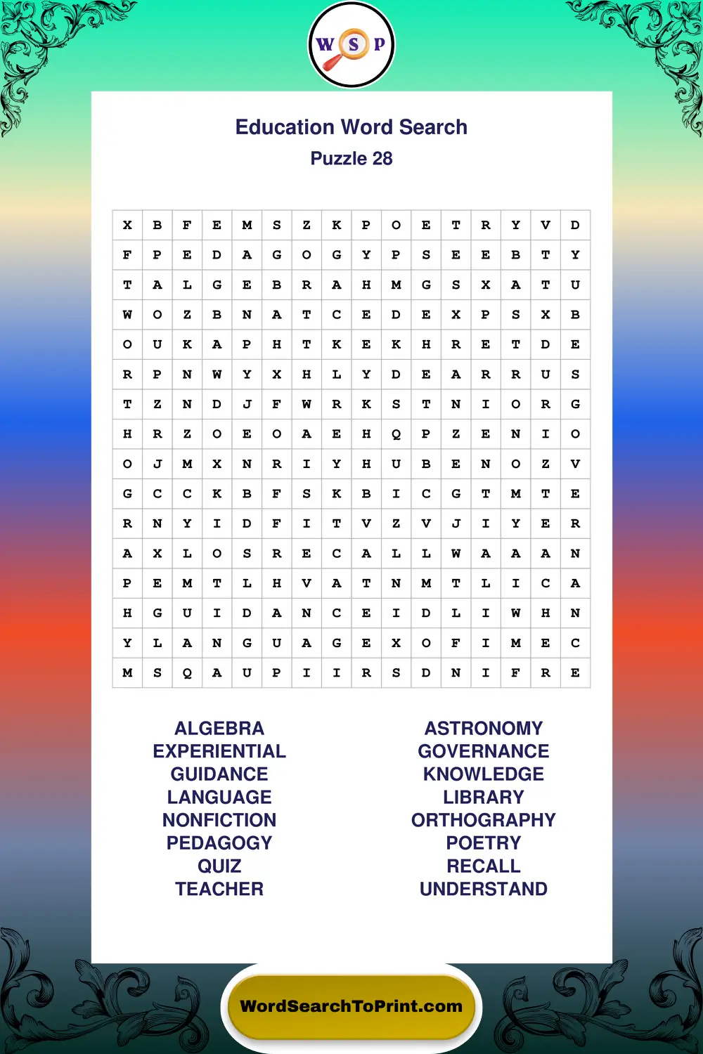 Education Word Search Puzzle 28