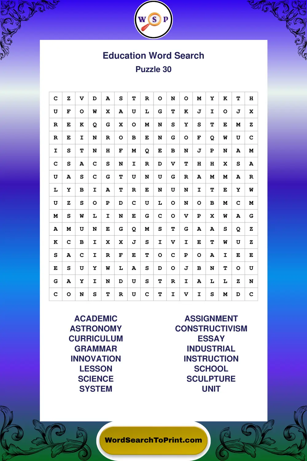 Education Word Search Puzzle 30