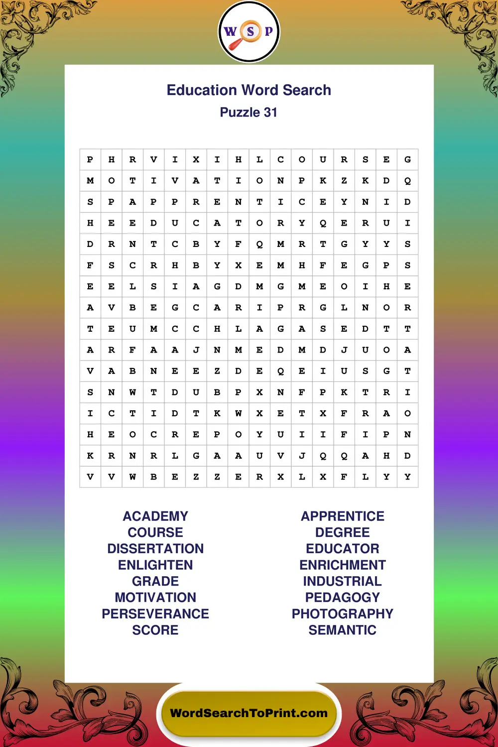 Education Word Search Puzzle 31