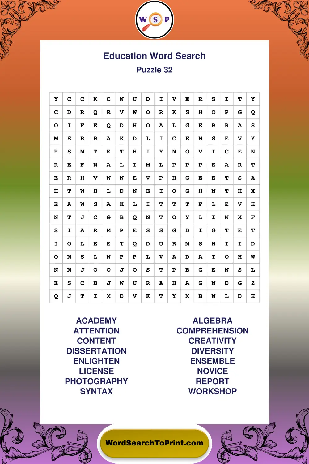 Education Word Search Puzzle 32