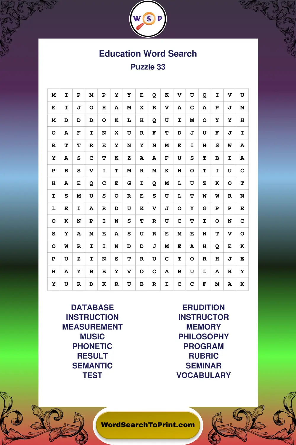 Education Word Search Puzzle 33