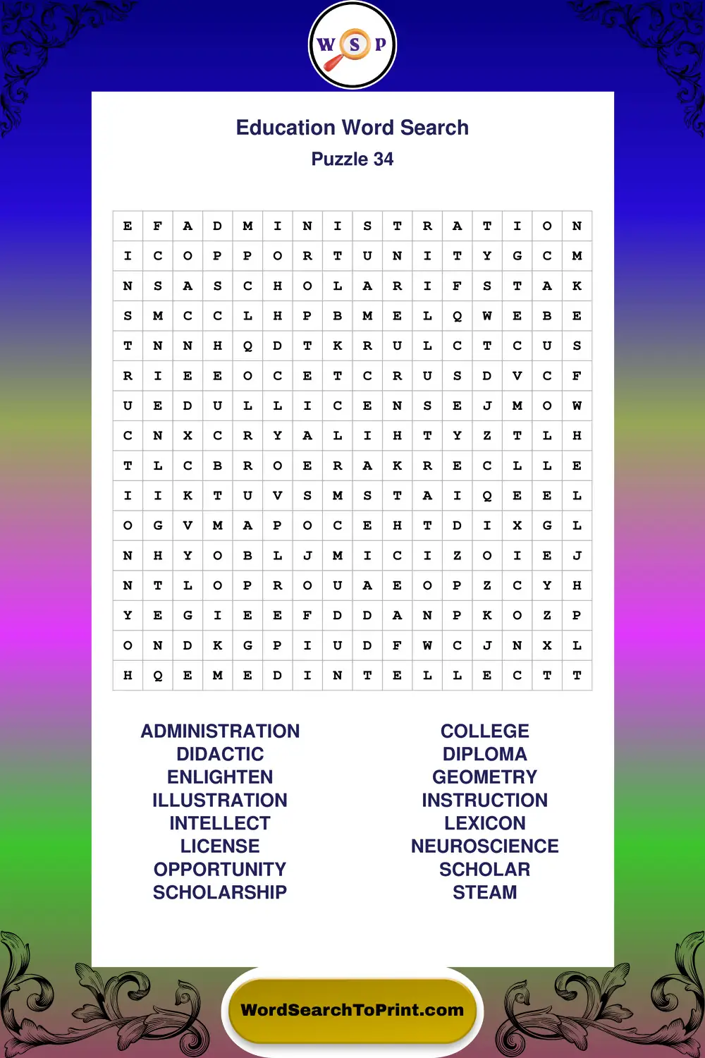 Education Word Search Puzzle 34