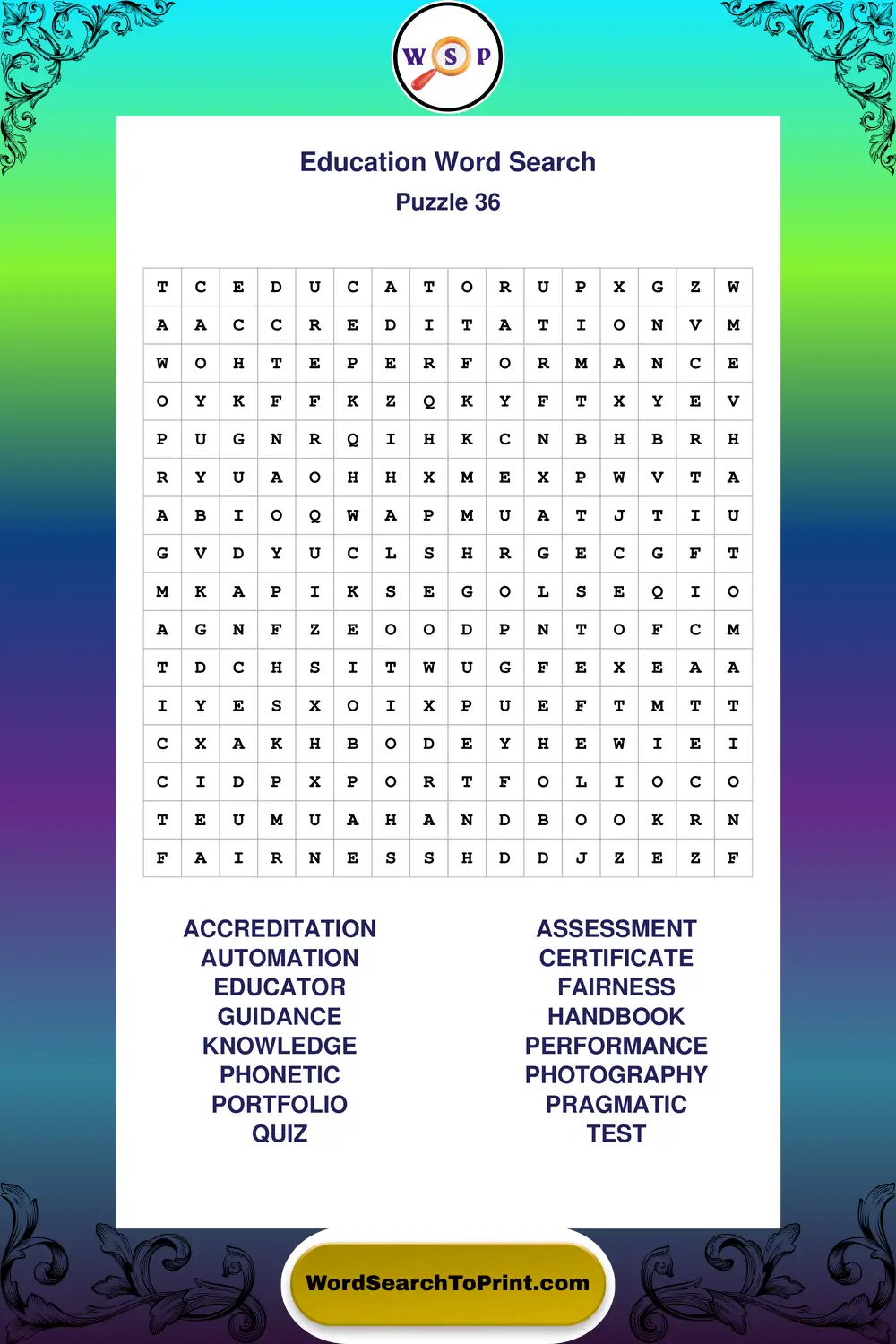 Education Word Search Puzzle 36