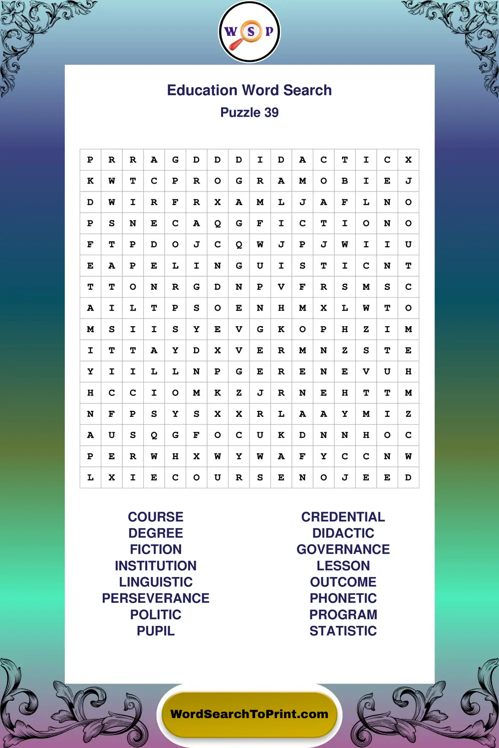 Education Word Search Puzzle 39