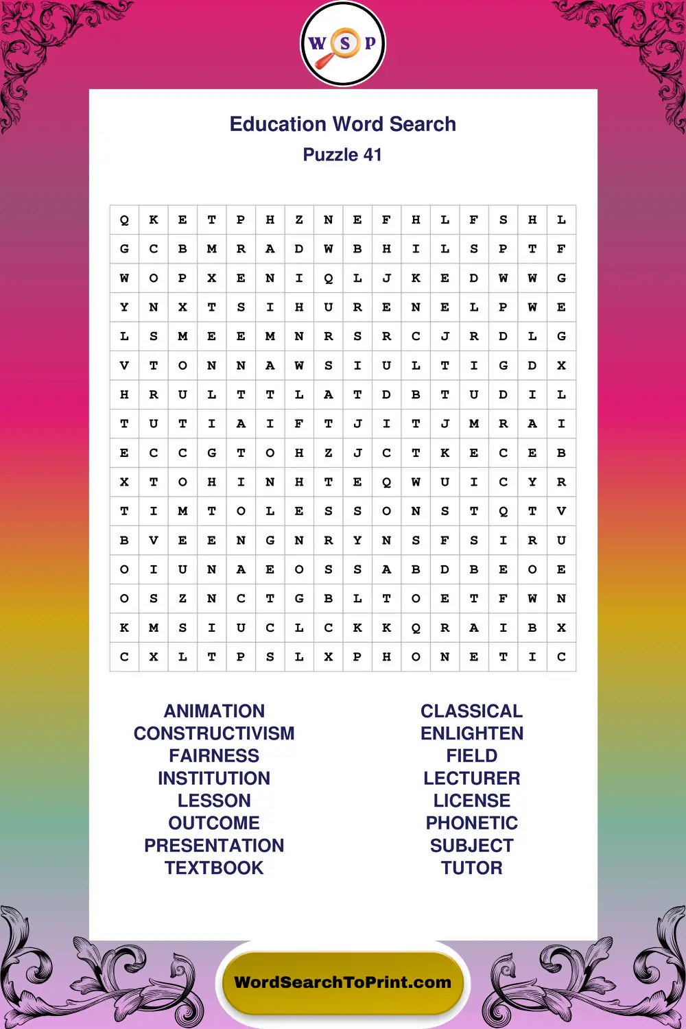 Education Word Search Puzzle 41