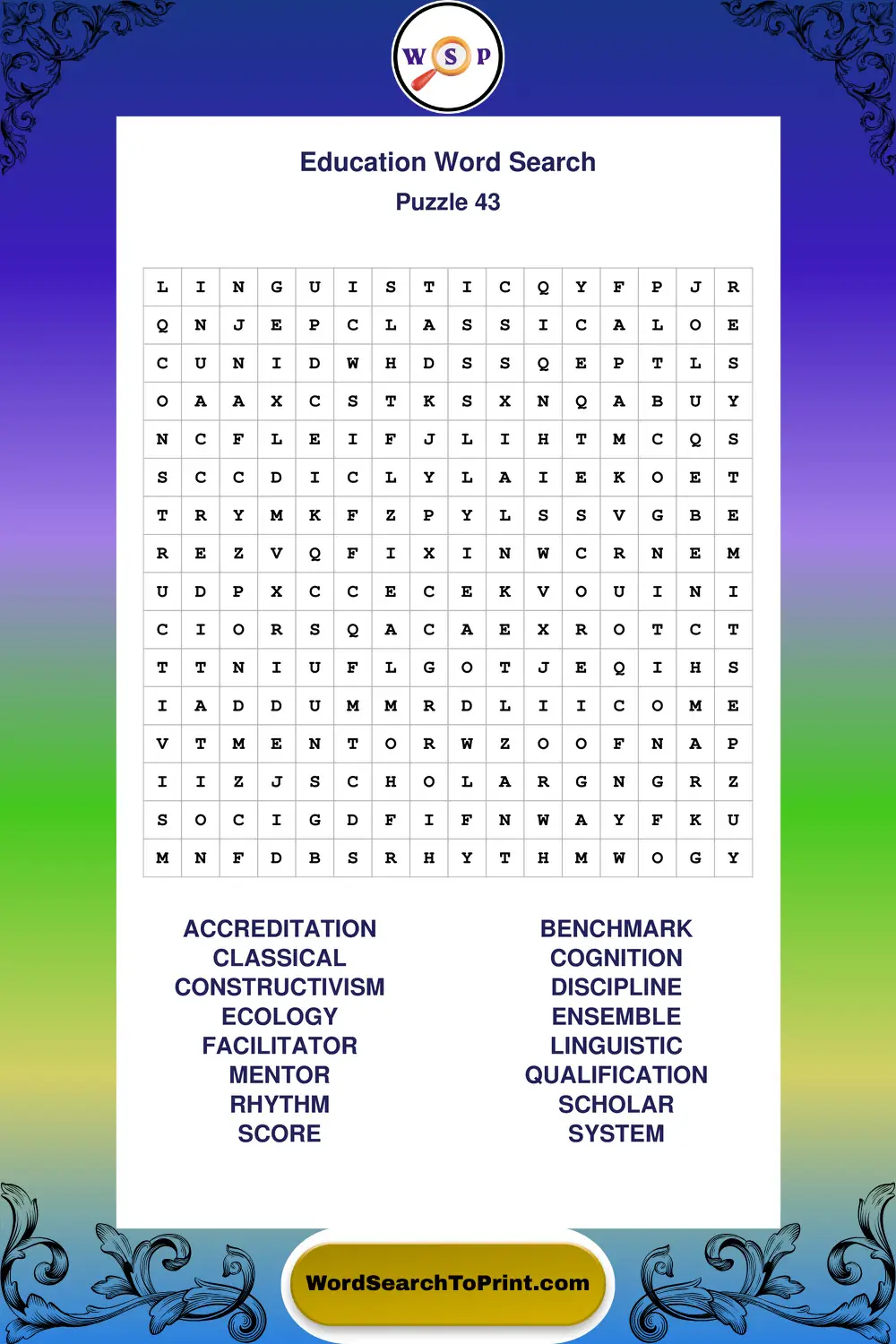 Education Word Search Puzzle 43