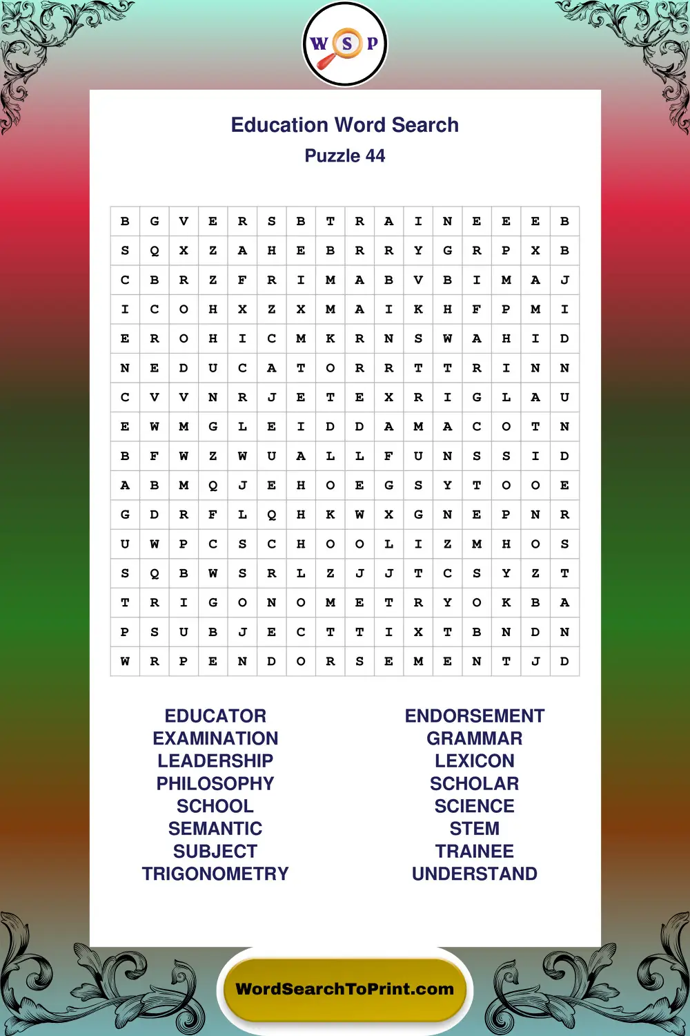 Education Word Search Puzzle 44
