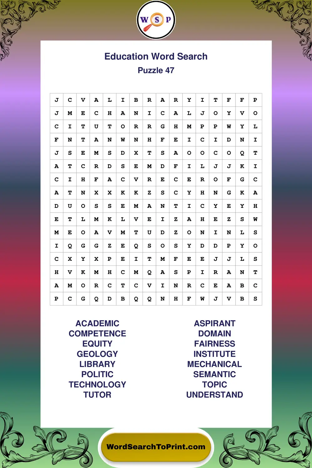 Education Word Search Puzzle 47