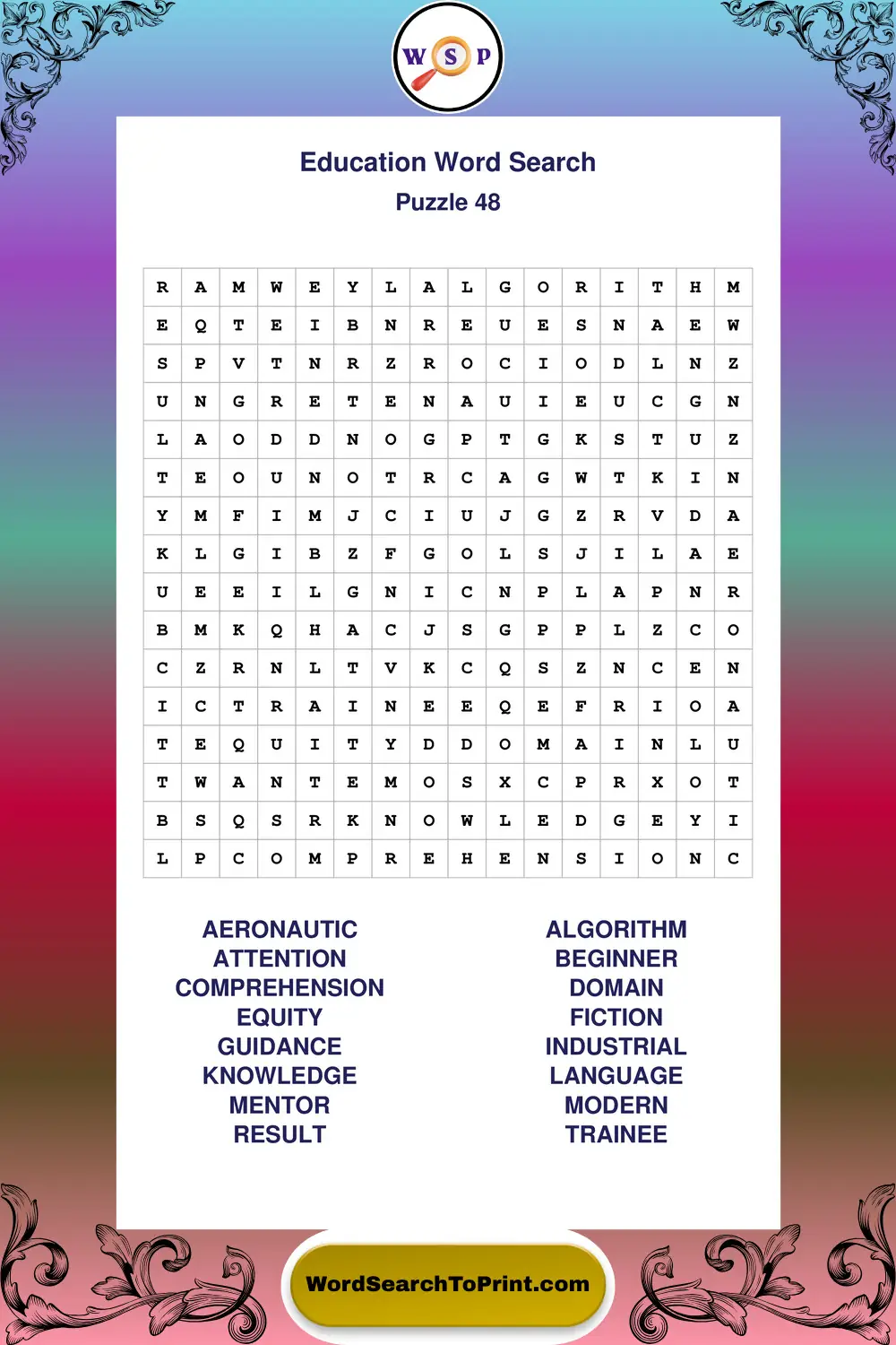 Education Word Search Puzzle 48