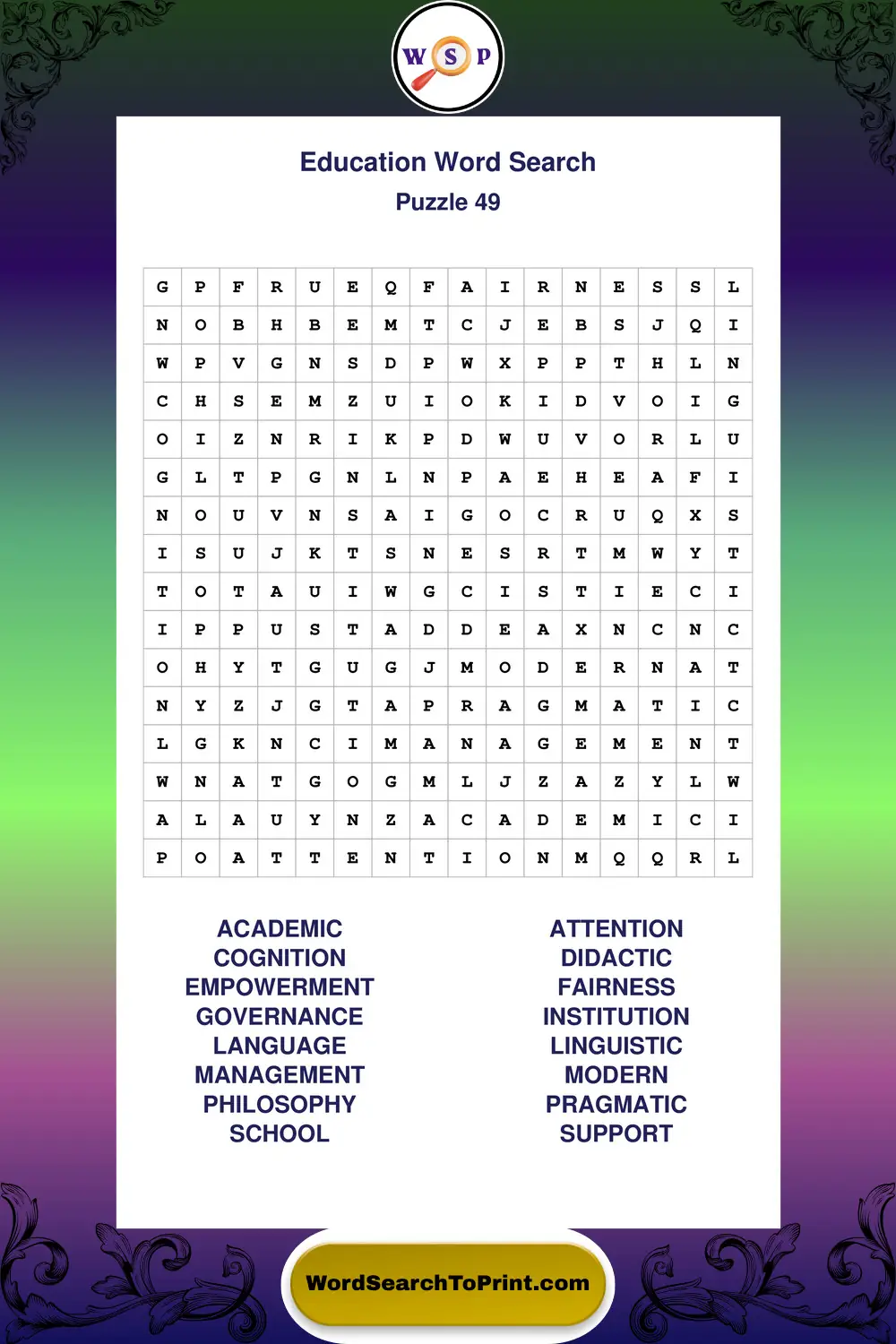 Education Word Search Puzzle 49