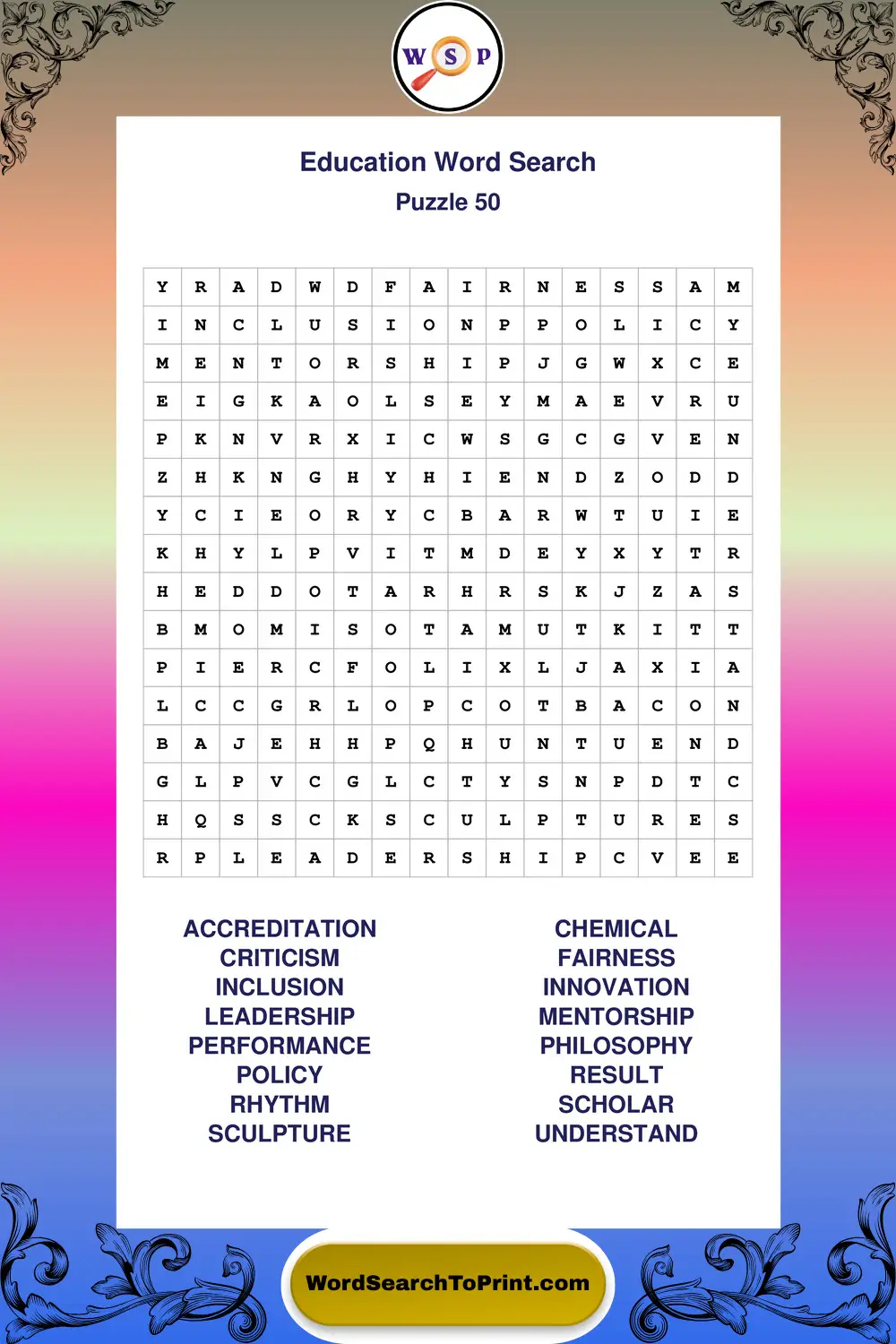 Education Word Search Puzzle 50