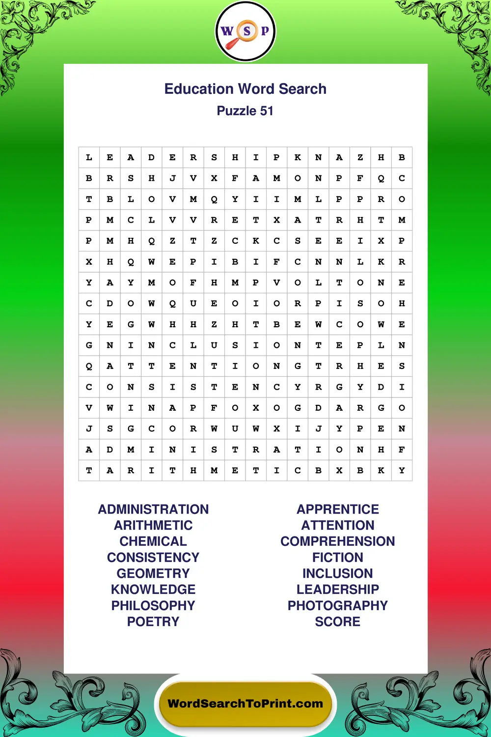 Education Word Search Puzzle 51