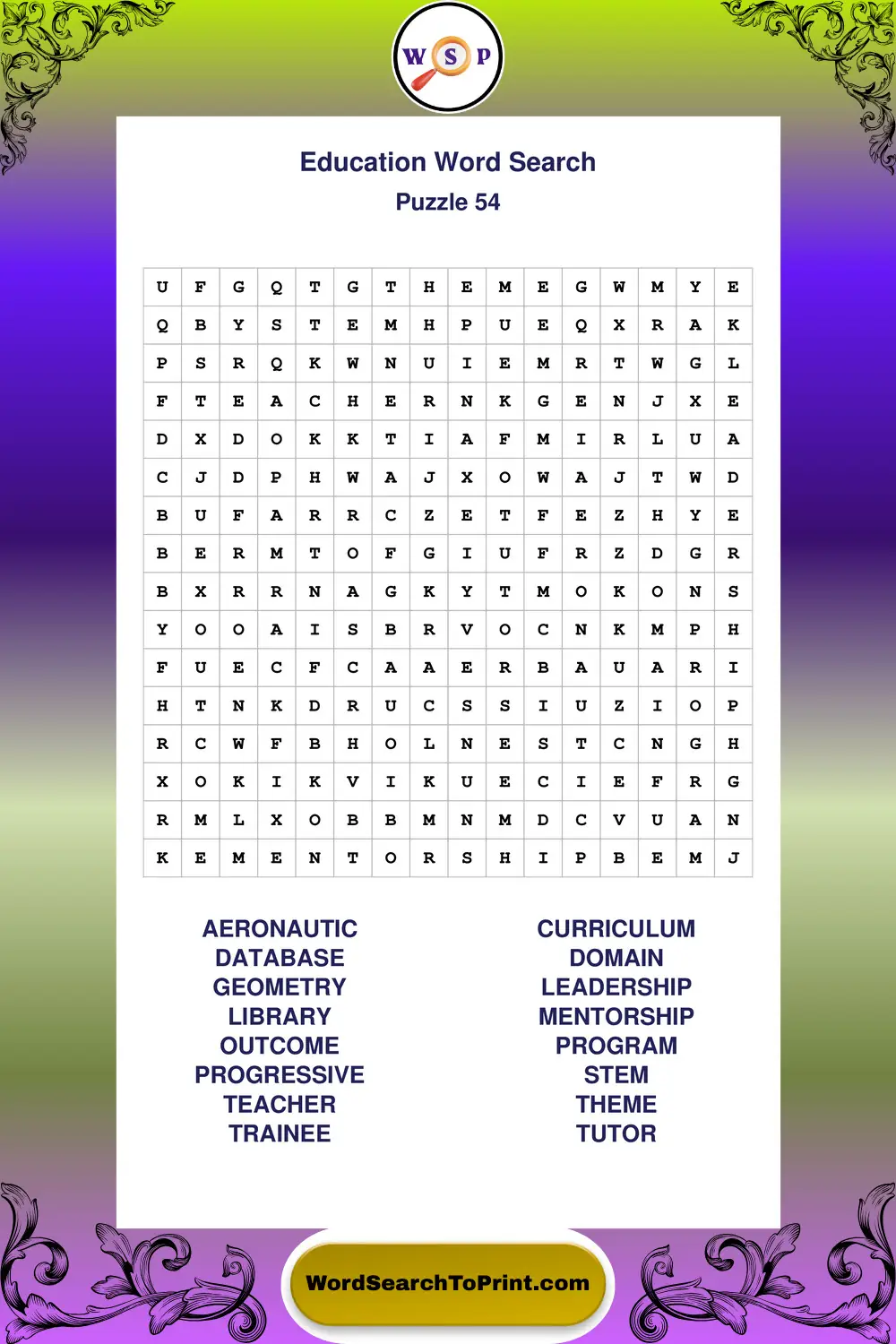 Education Word Search Puzzle 54