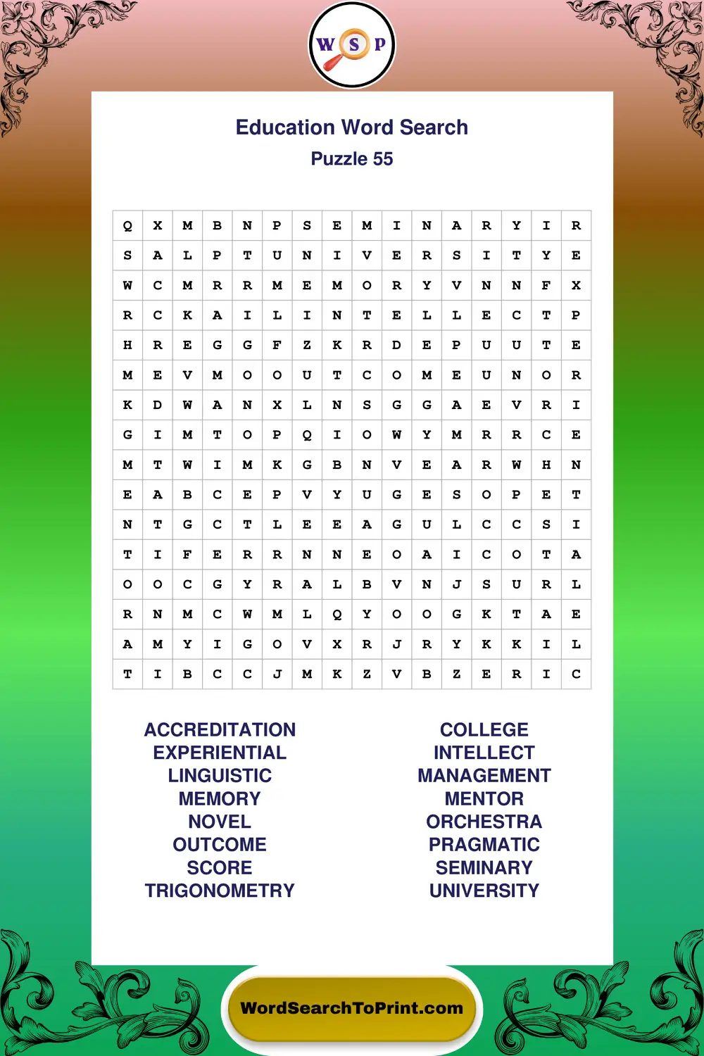 Education Word Search Puzzle 55