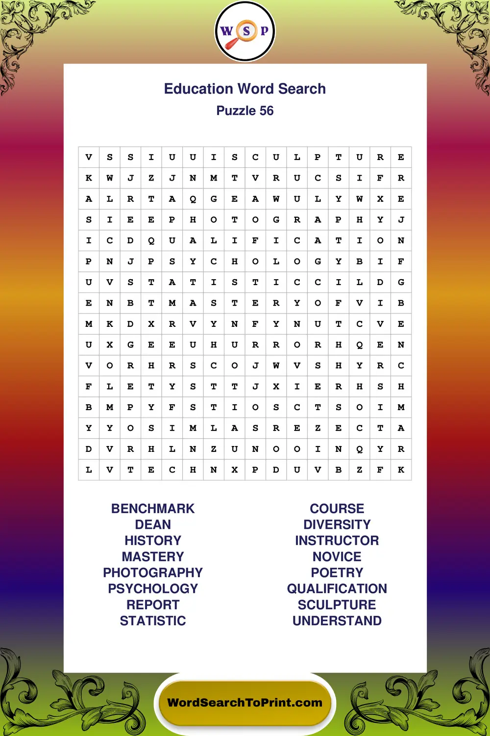 Education Word Search Puzzle 56
