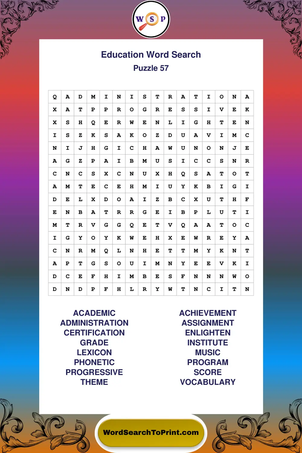 Education Word Search Puzzle 57