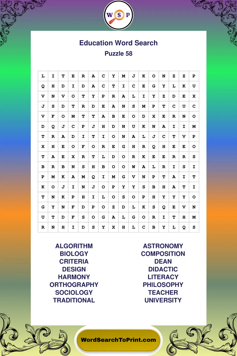 Education Word Search Puzzle 58
