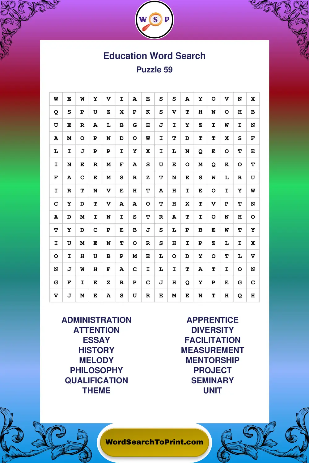Education Word Search Puzzle 59