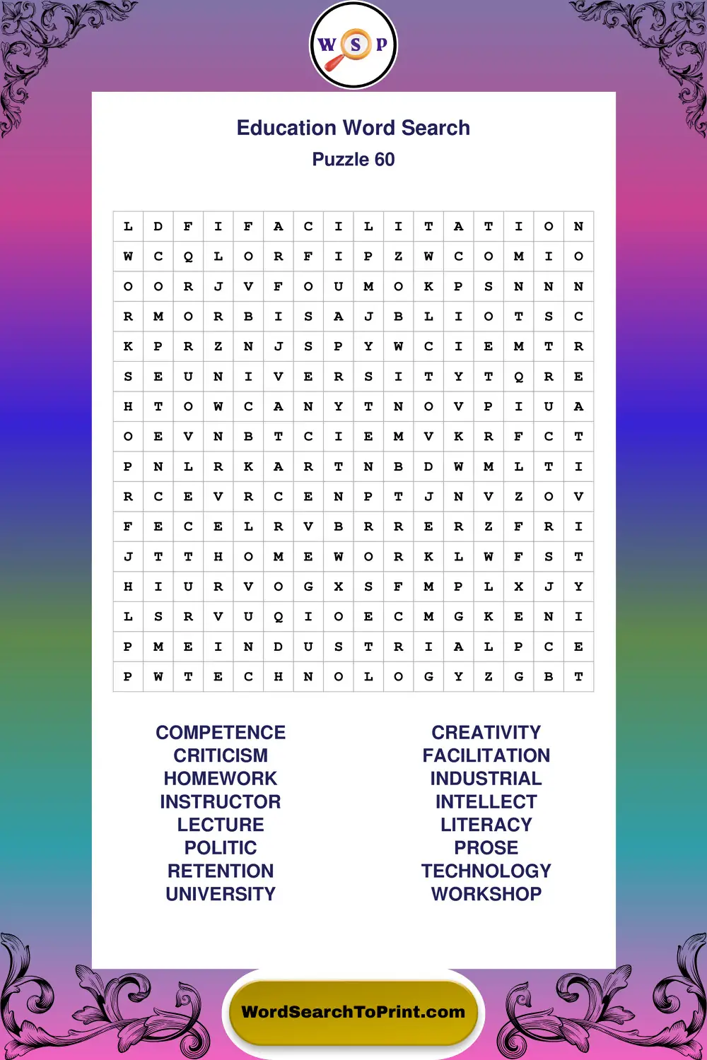 Education Word Search Puzzle 60