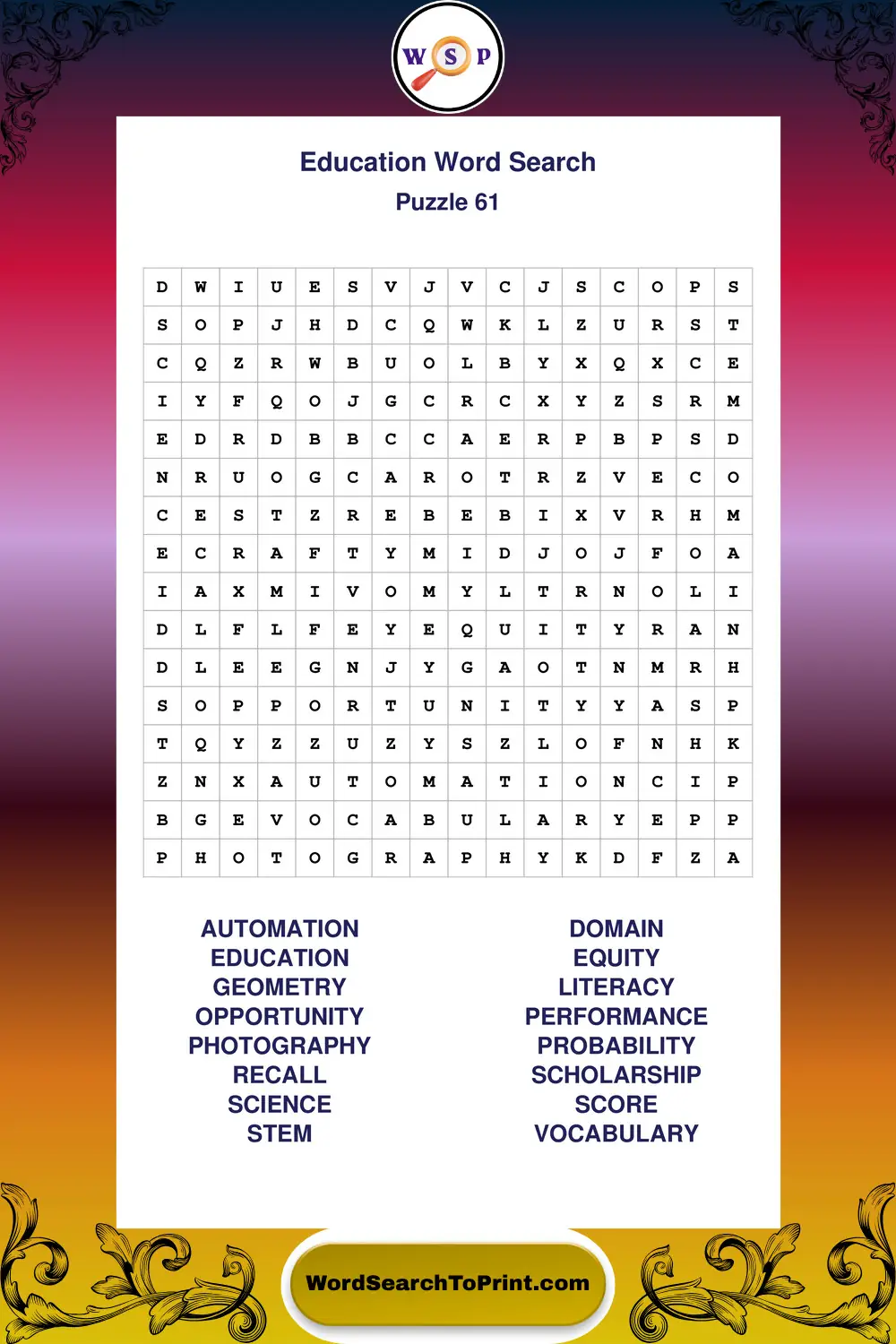 Education Word Search Puzzle 61