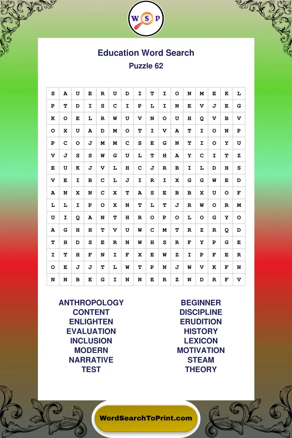 Education Word Search Puzzle 62