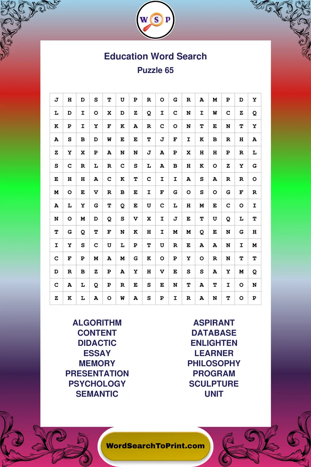 Education Word Search Puzzle 65