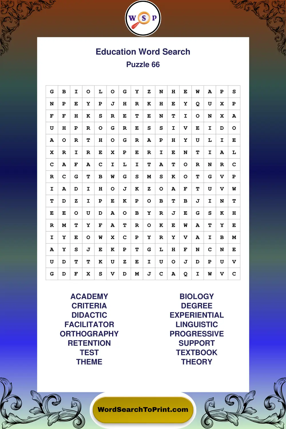 Education Word Search Puzzle 66