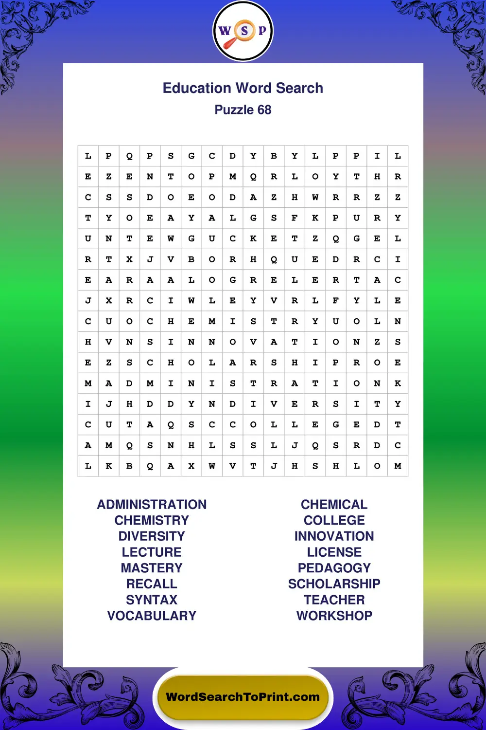 Education Word Search Puzzle 68