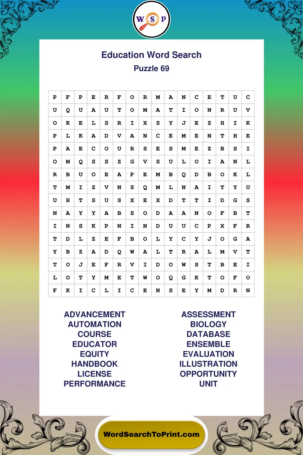 Education Word Search Puzzle 69