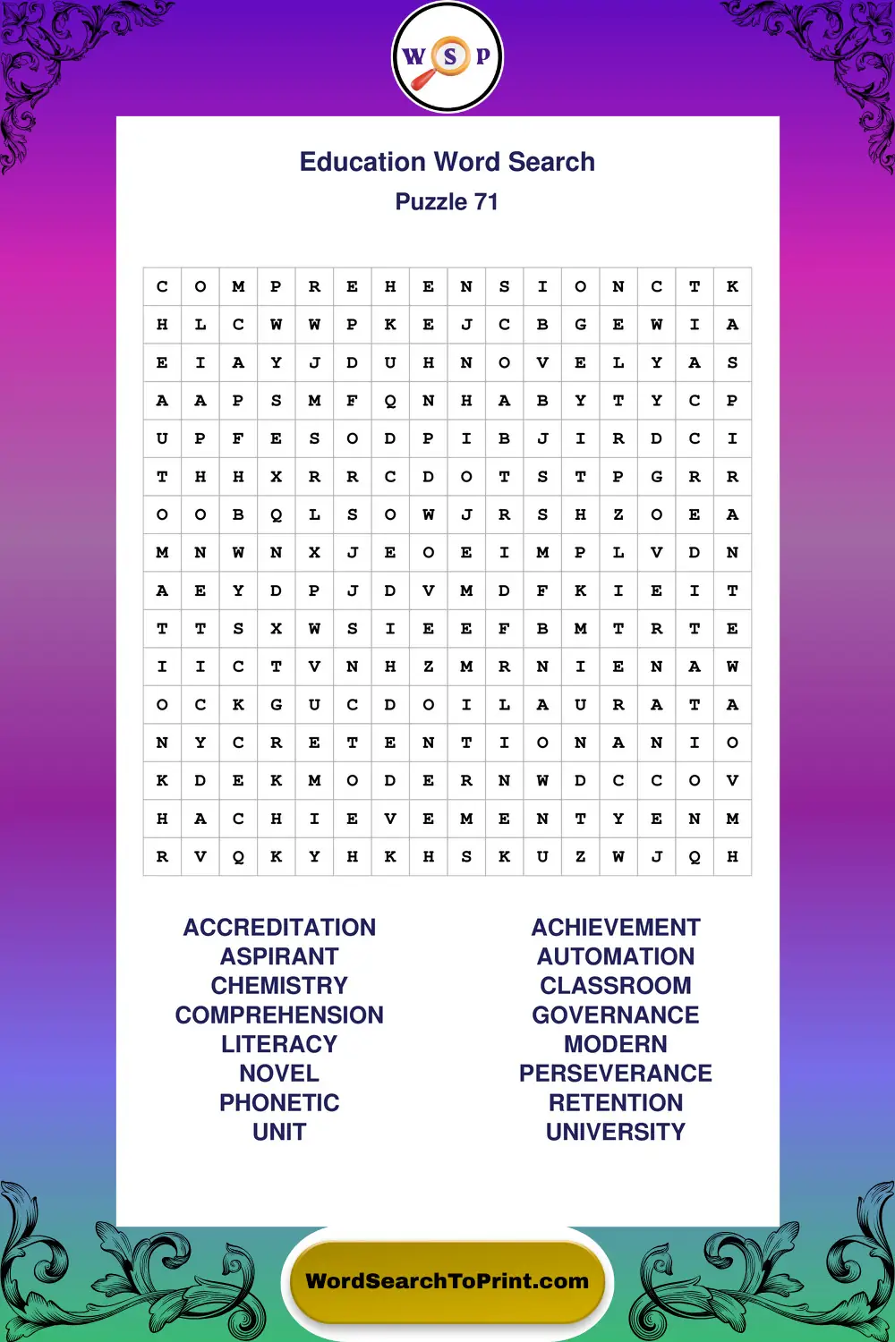 Education Word Search Puzzle 71