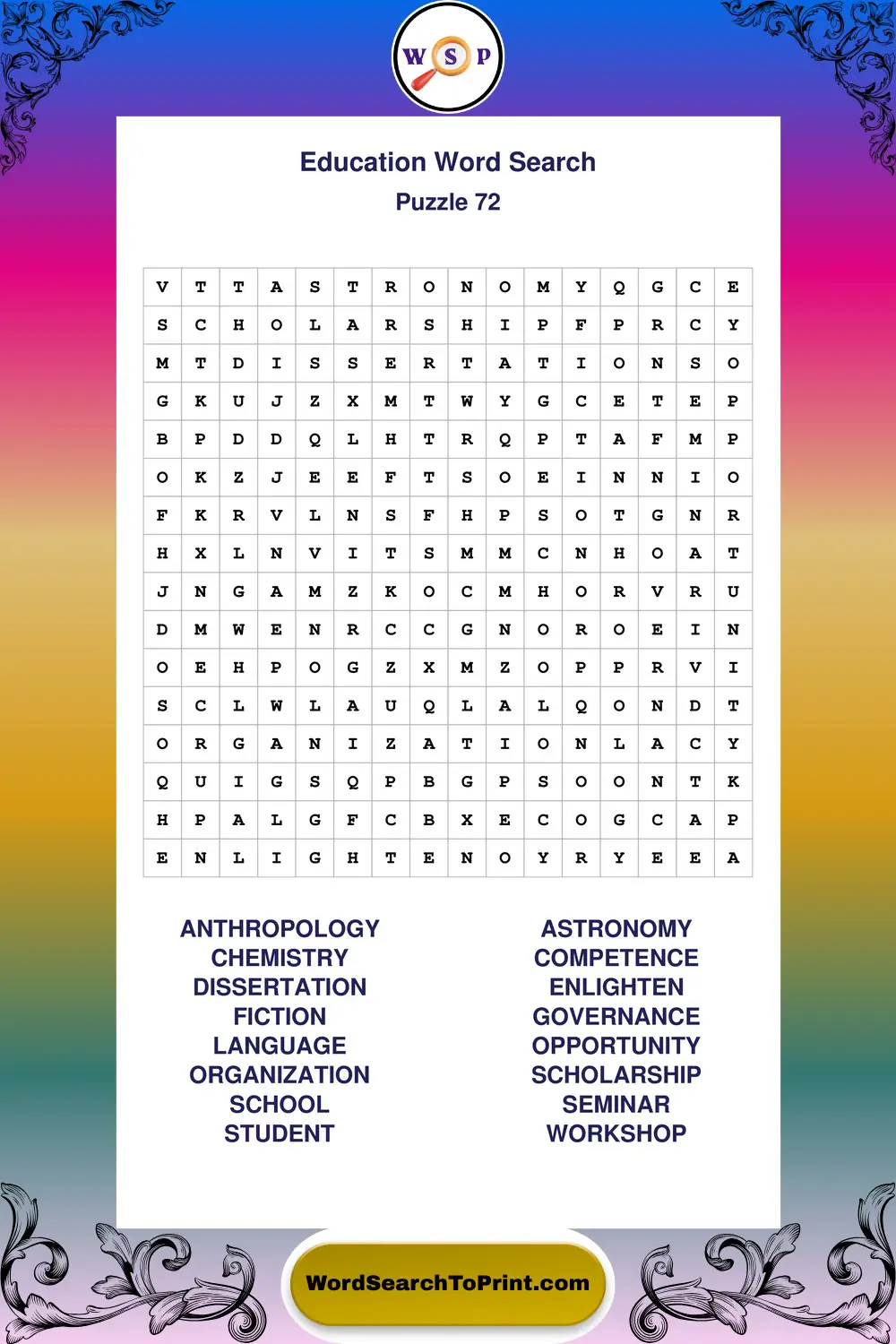 Education Word Search Puzzle 72