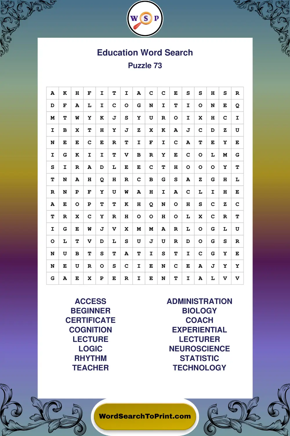 Education Word Search Puzzle 73