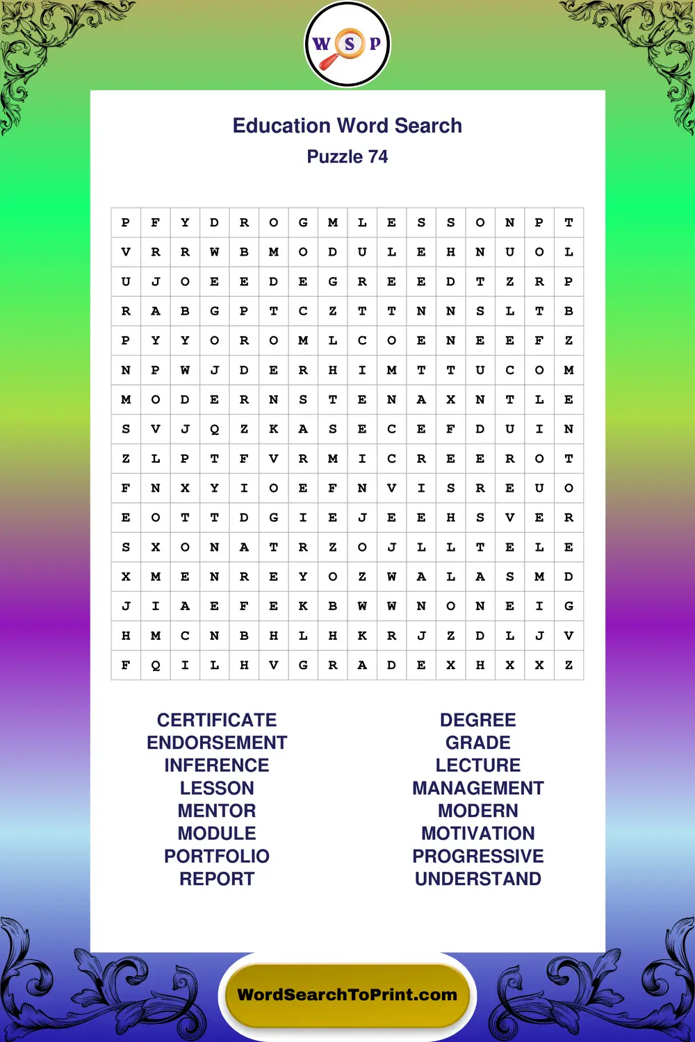 Education Word Search Puzzle 74