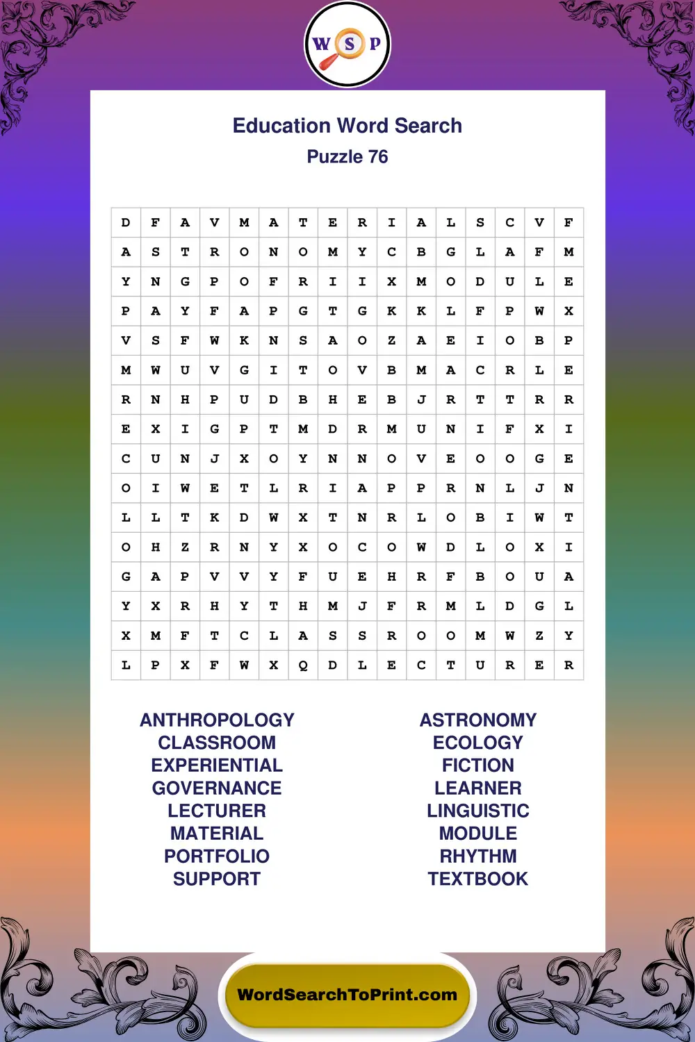 Education Word Search Puzzle 76