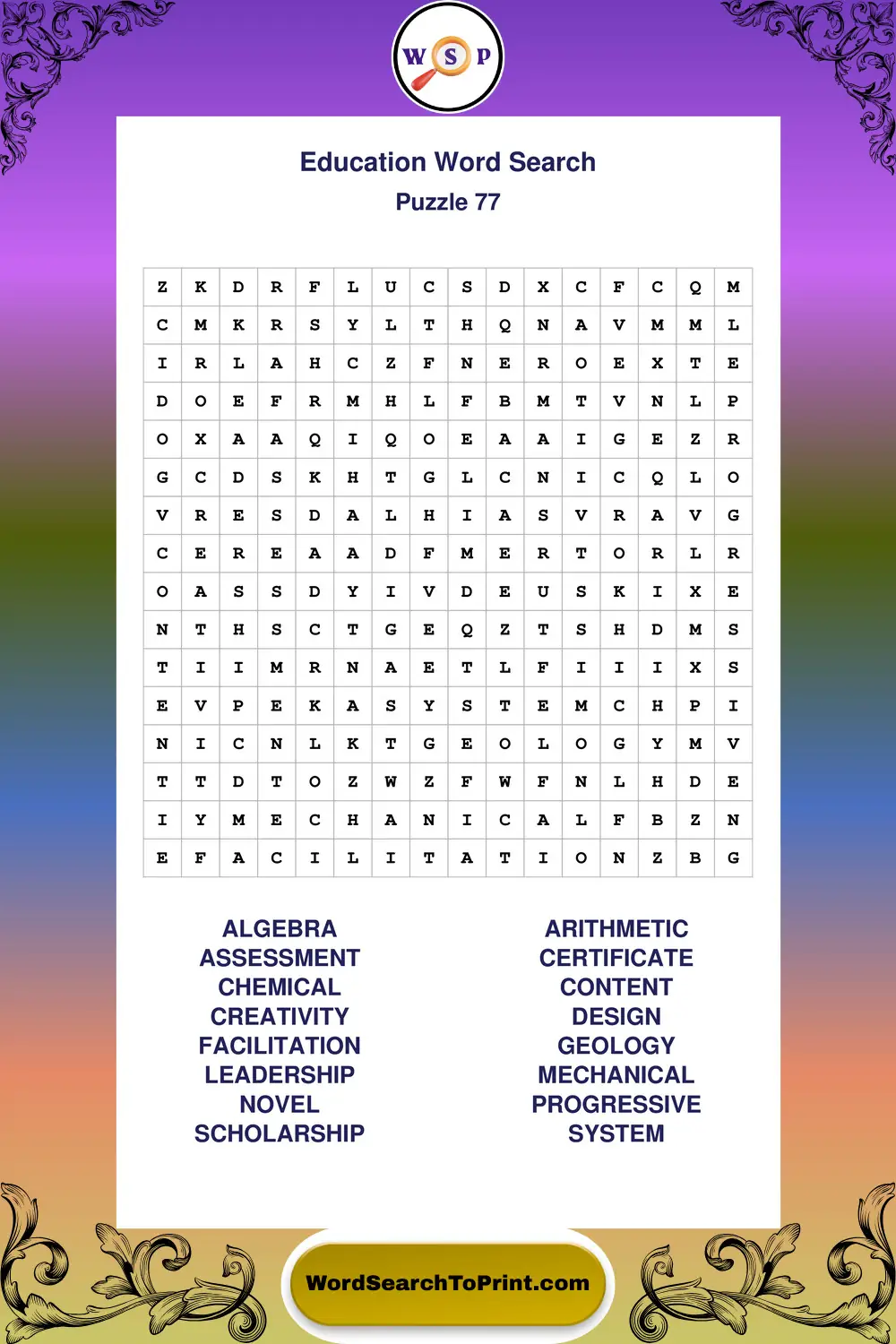 Education Word Search Puzzle 77
