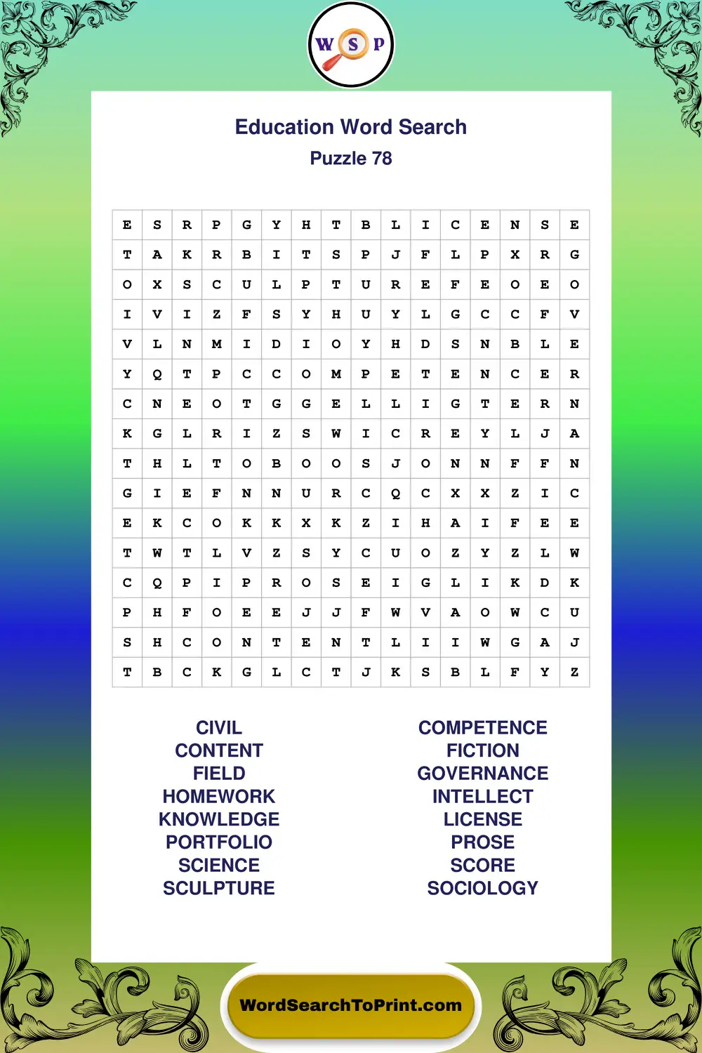 Education Word Search Puzzle 78