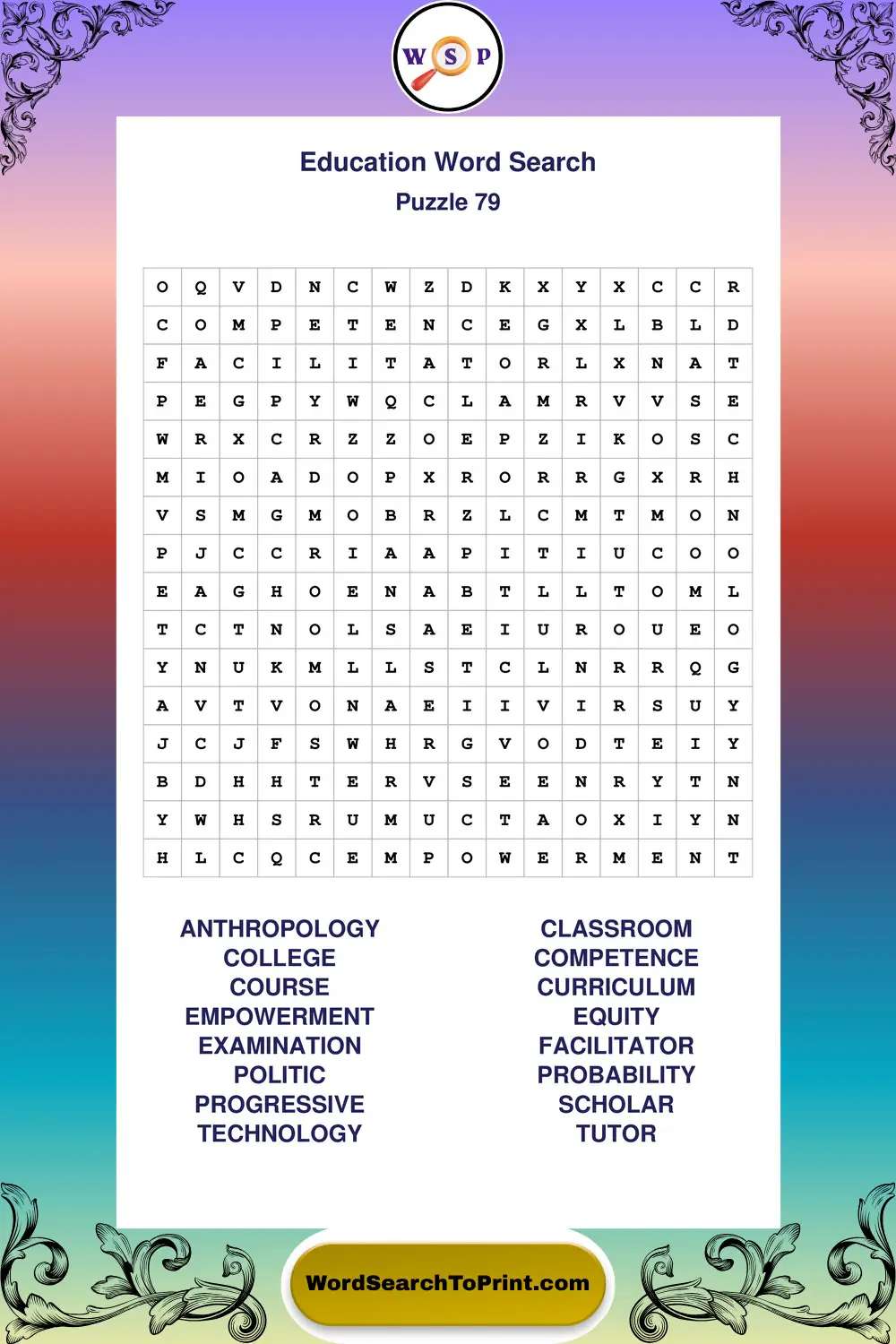 Education Word Search Puzzle 79