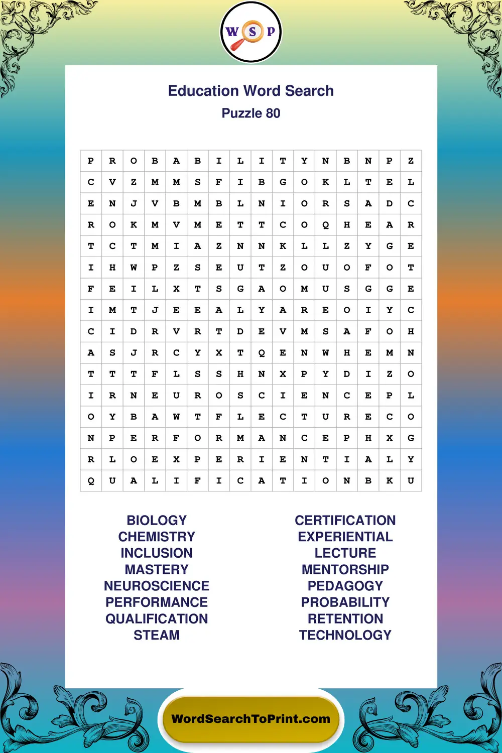 Education Word Search Puzzle 80