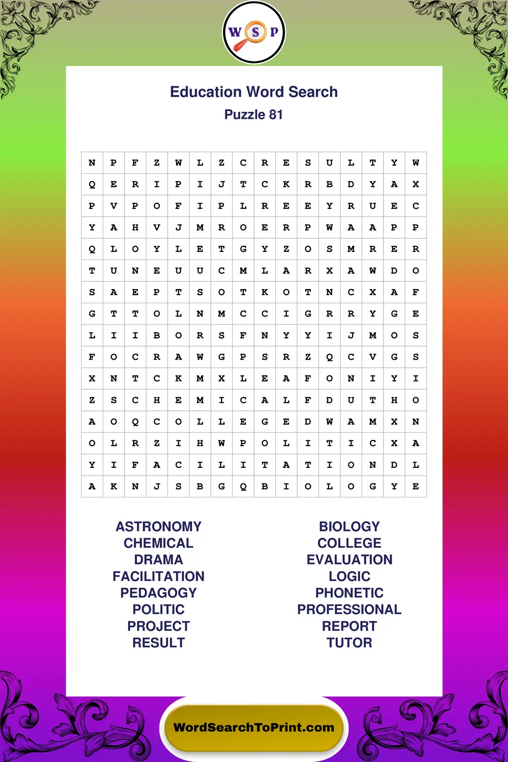 Education Word Search Puzzle 81