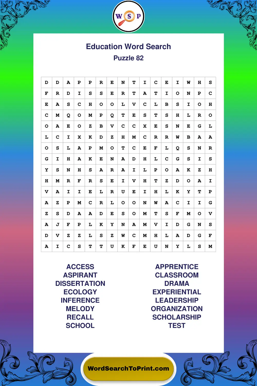 Education Word Search Puzzle 82