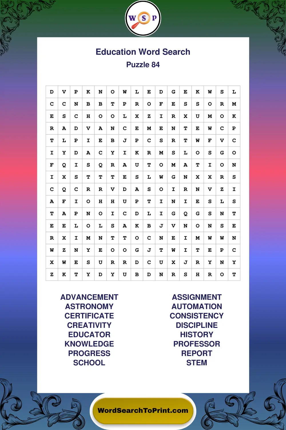 Education Word Search Puzzle 84