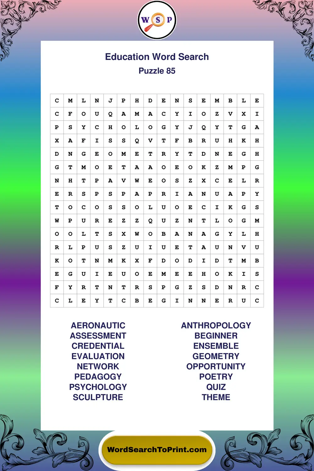 Education Word Search Puzzle 85