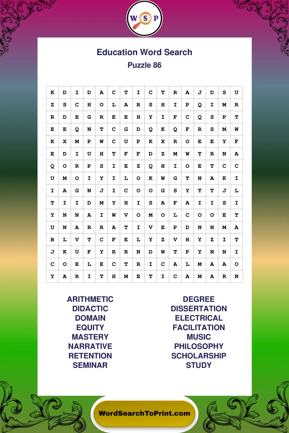 Education Word Search Puzzle 86