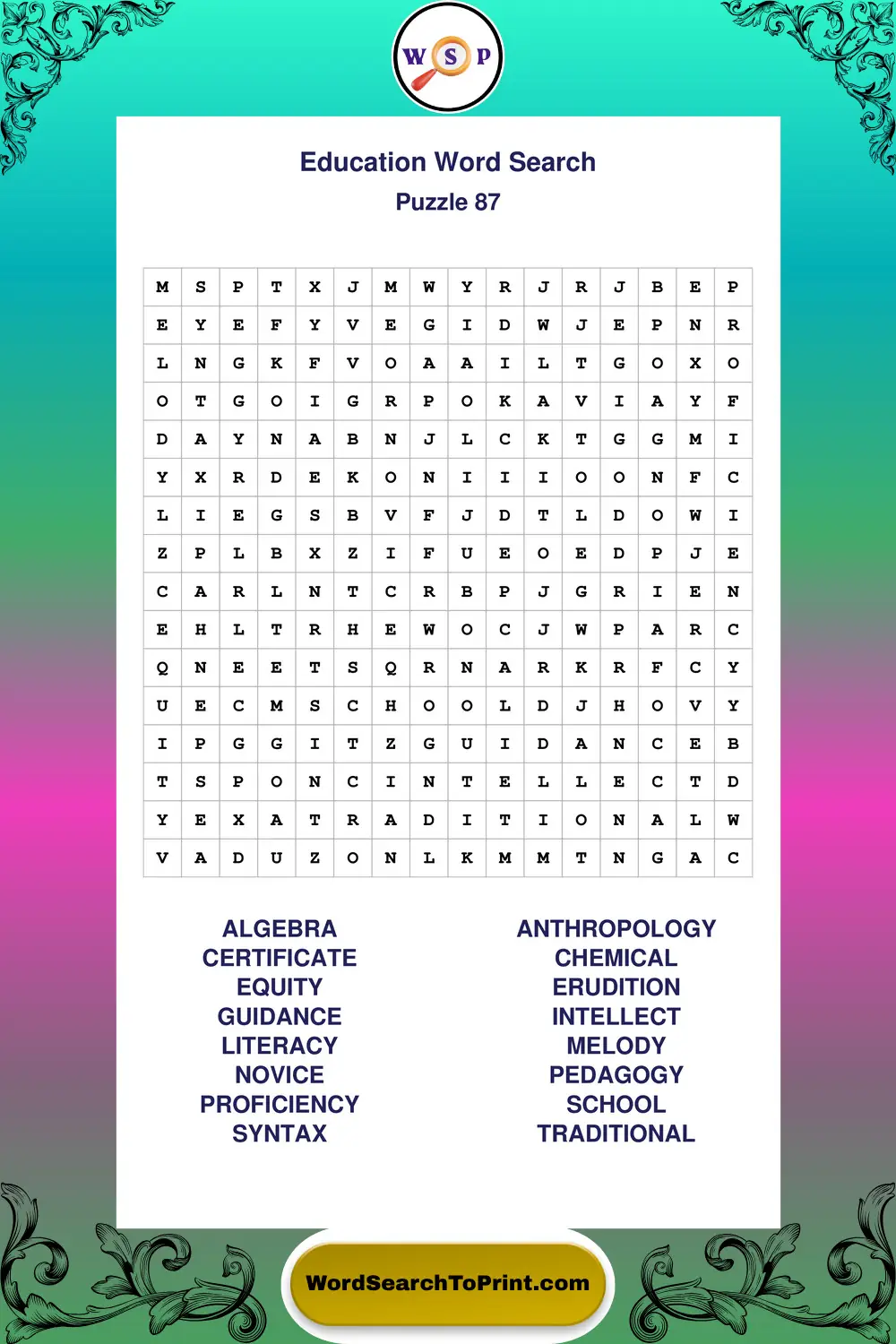 Education Word Search Puzzle 87
