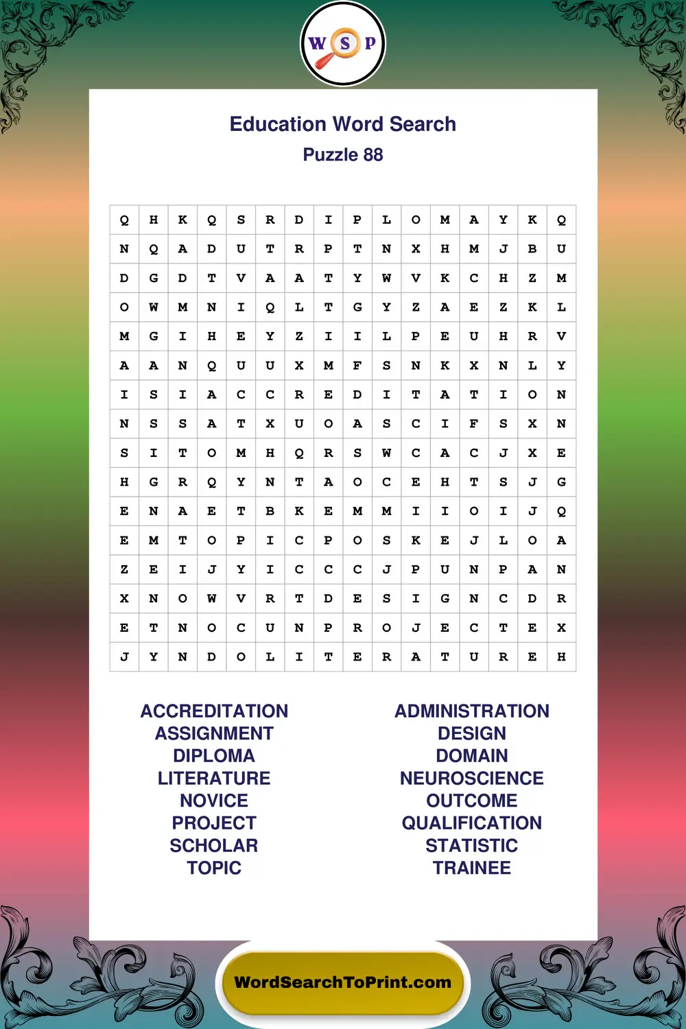 Education Word Search Puzzle 88