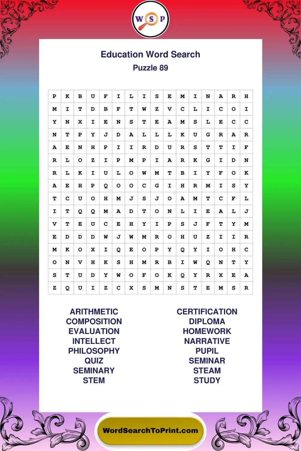 Education Word Search Puzzle 89