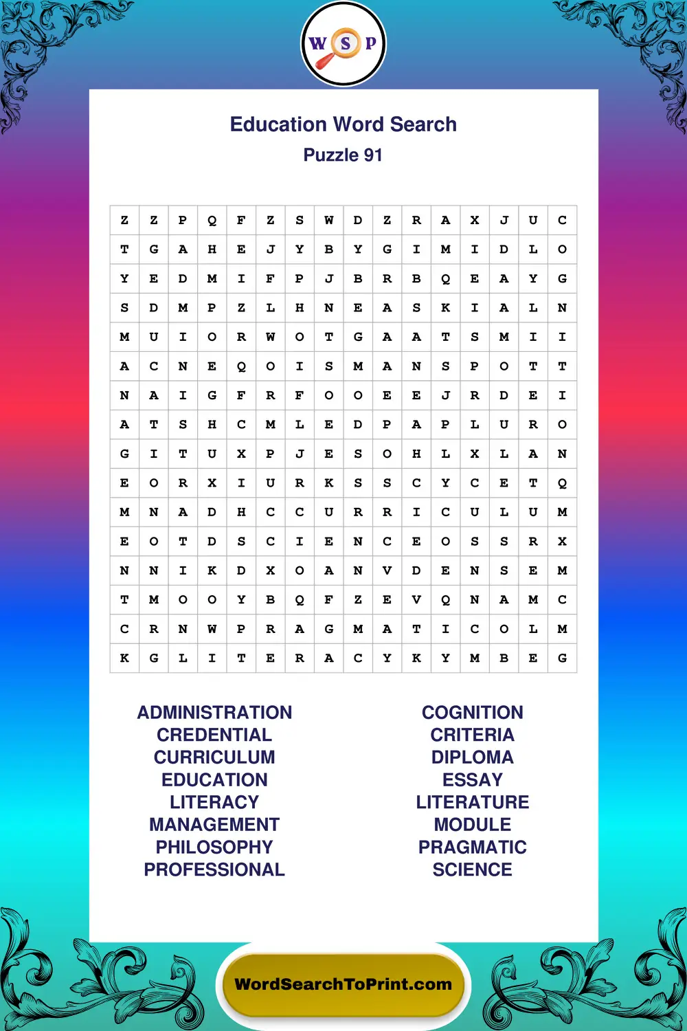Education Word Search Puzzle 91