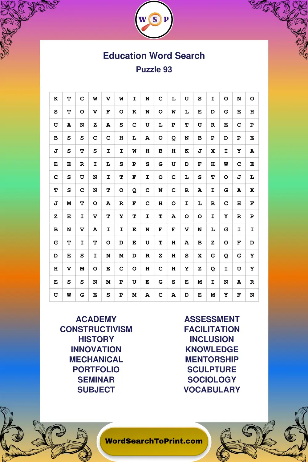 Education Word Search Puzzle 93