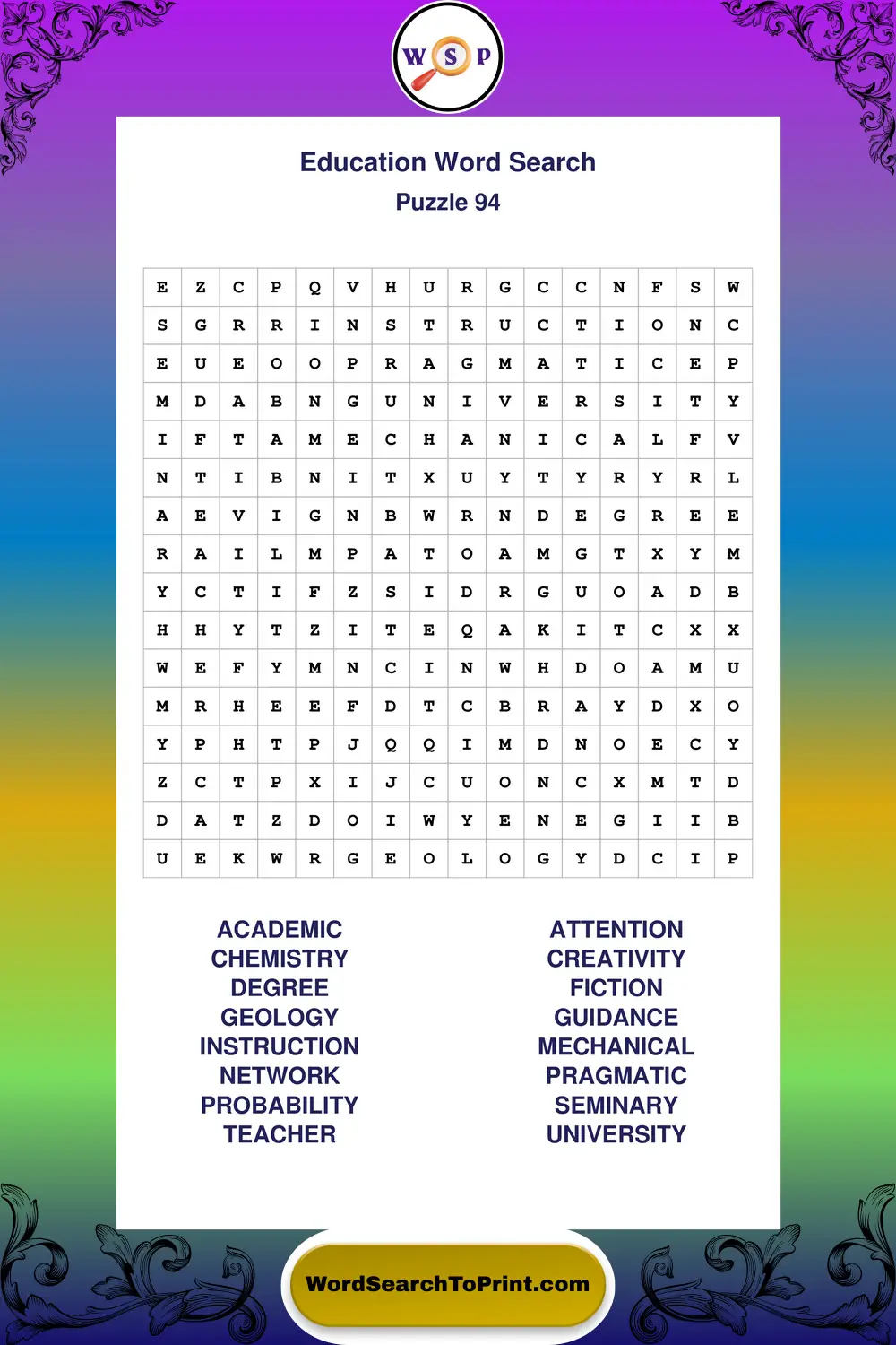 Education Word Search Puzzle 94