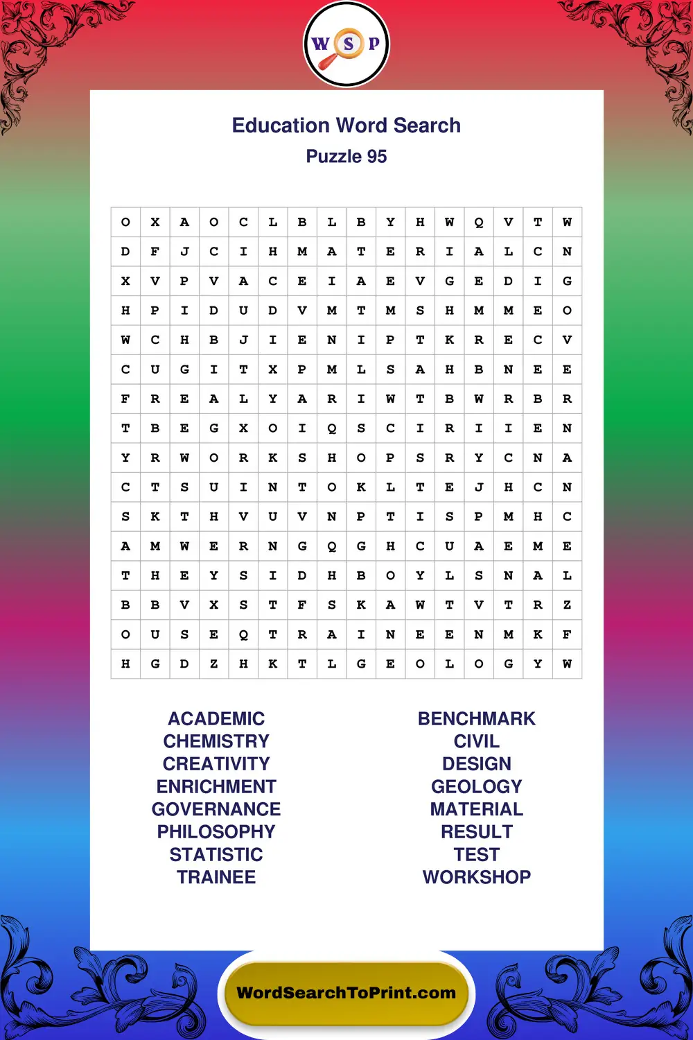 Education Word Search Puzzle 95